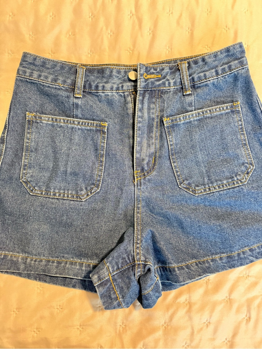 SHEIN Blue High-Rise Denim Jean Shorts